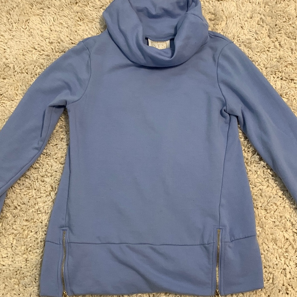 Sail to Sable STS Cowl Neck Top Periwinkle Blue Size Small